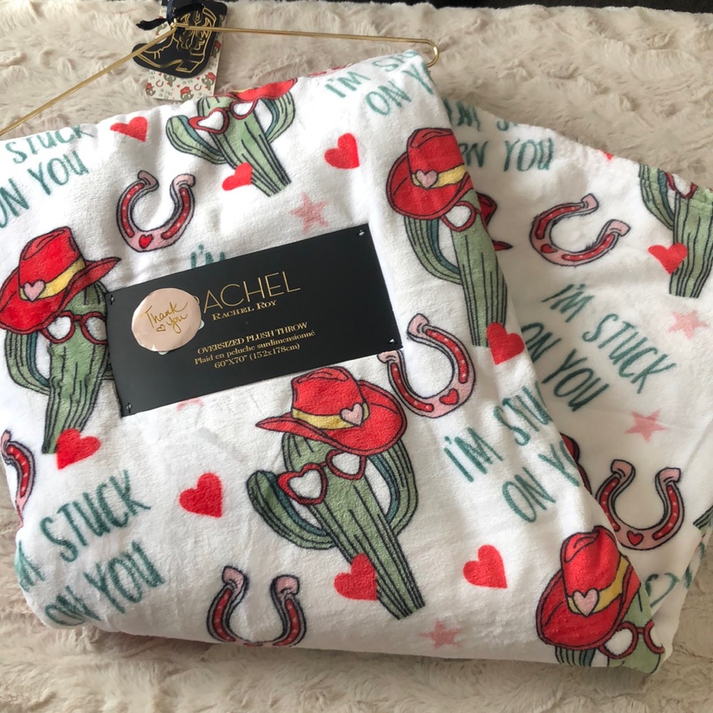 Rachel Roy I’M STUCK ON YOU Valentines Western Cactus Throw Blanket